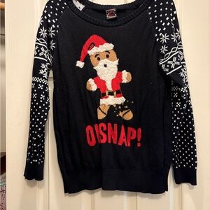 Black Christmas Sweater with Santa Design